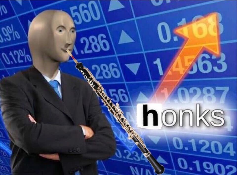 The stonks meme but it says honks